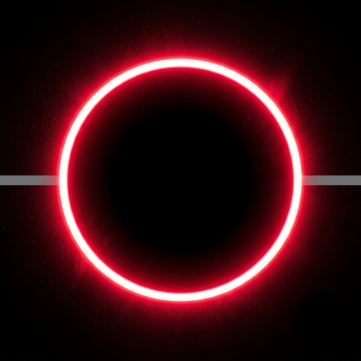 redLUX Guitar app icon — a glowing red tonic ring on black