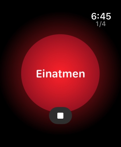 redLUX Guitar auf der Apple Watch — redLUX Breathe beim Einatmen